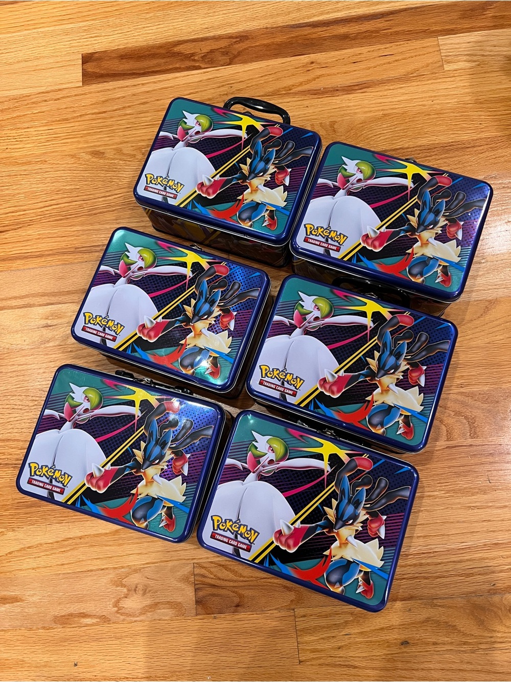 EMPTY Pokémon Tin Lunchbox — Blue Multi-Color Gardevoir & Gallade Design x 6
